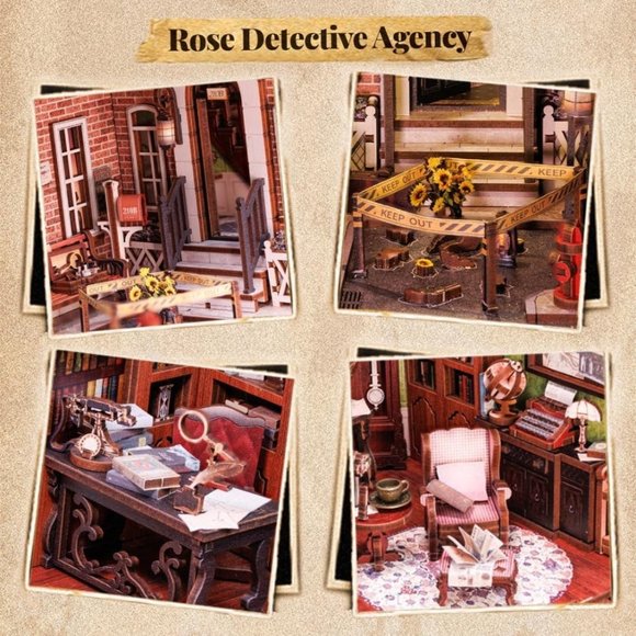 DIY 3D Book Nook Kit Rose Detective Agency 322pcs - Picture 4 of 6